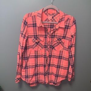 Guess Salmon Plaid Button-Up Shirt